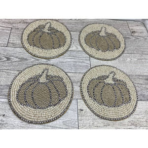 Autumn Hill Set of 4 Beaded‎ Pumpkin Coasters